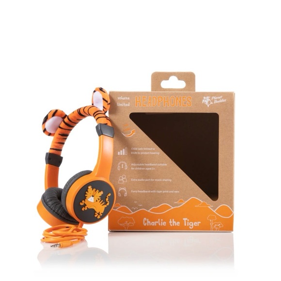 Planet Buddies Charlie the Tiger Furry kids wired headphones - Picture 2 of 15